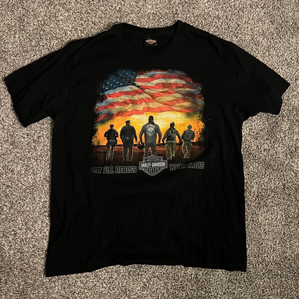 Harley Davidson Men’s Graphic T Shirt Las Vegas, NV Not All Heros Wear Capes XL